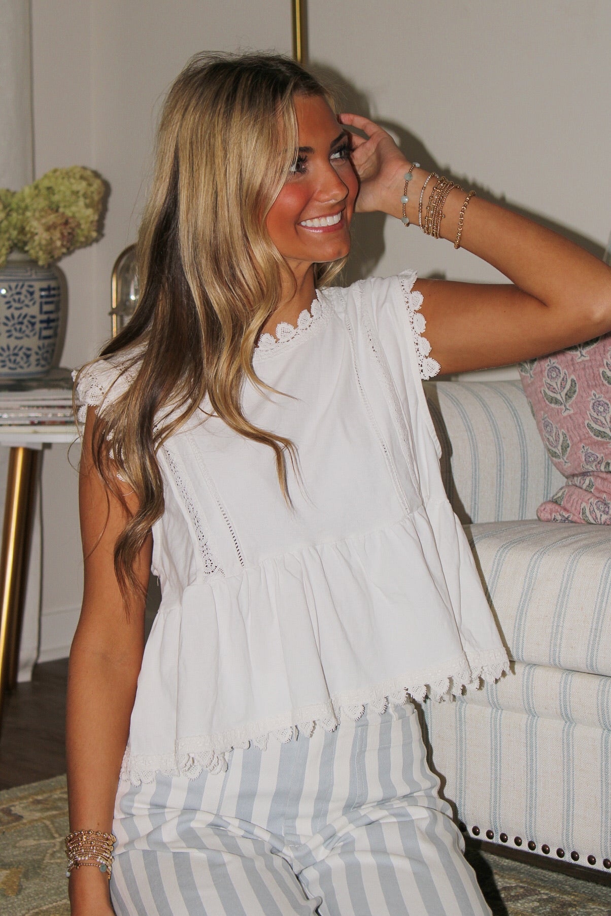 Sweet Dreams Sleeveless Lace Top - White