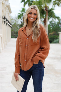 Dear John: Adrianna Ladder Trim Top - Pumpkin Spice