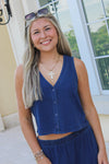 Z Supply: Solace V-Neck Jersey Denim Tank - Indigo