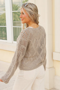 Jaida Open Knit Boat Neck Sweater - Sage