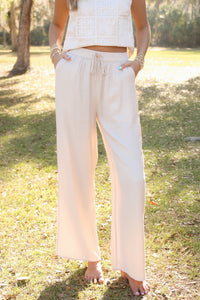 Shoreline Breeze Wide Leg Pants - Lt Khaki