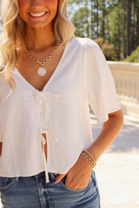 Z Supply: La Belle Linen Top - White