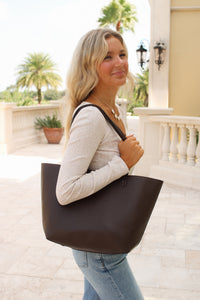 The Hampton Leather Tote Bag - Coffee