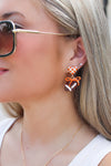 Gameday Heart & Bow Football Earrings - Orange