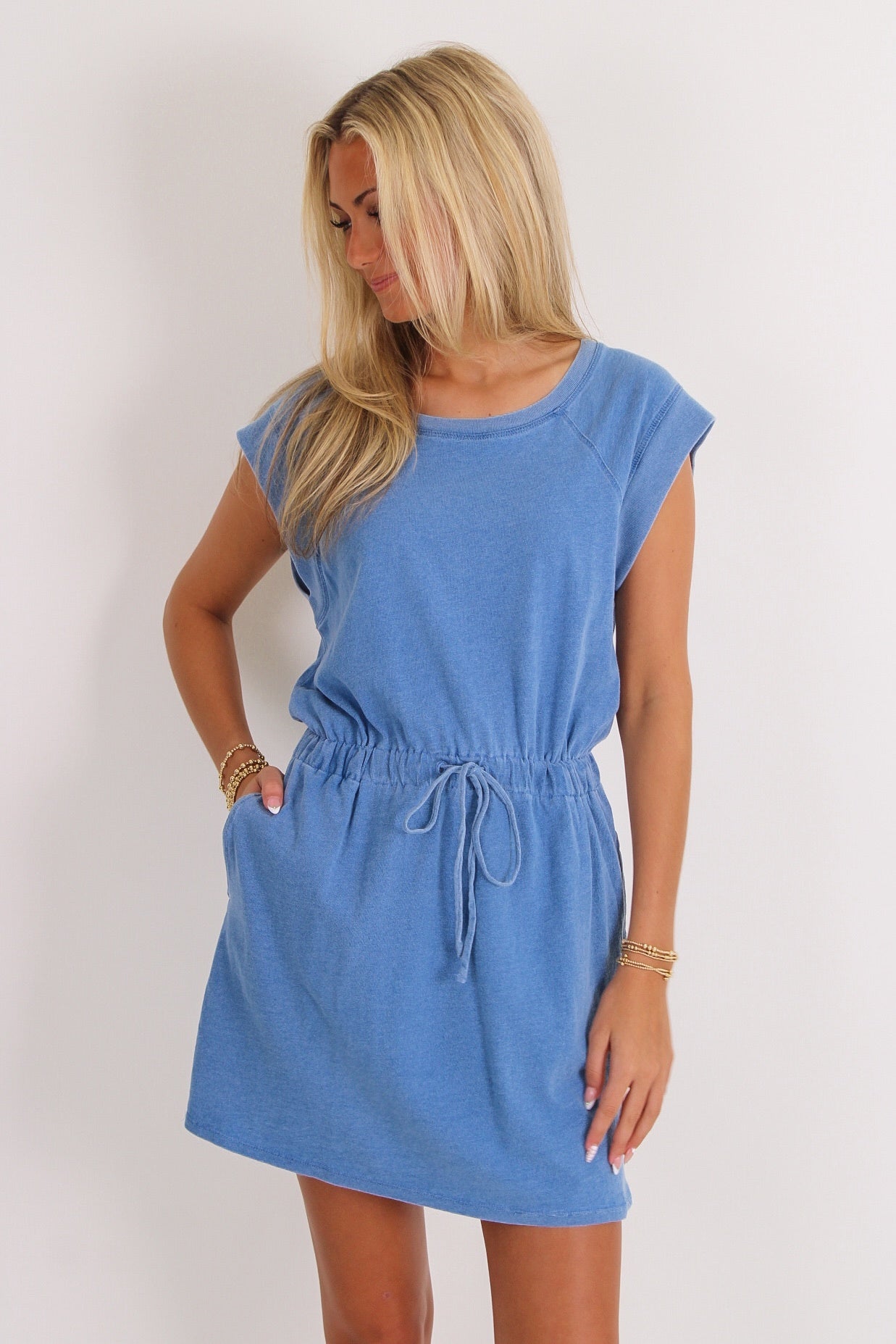 Z Supply: Kalani Jersey Denim Dress - Santorini Indigo