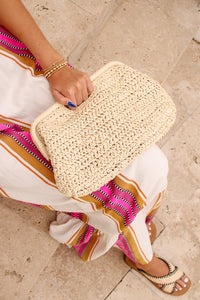 Casual Summers Straw Clutch - Ivory