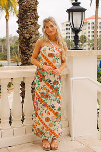 Tuscan Bloom Strapless Maxi Dress - Cream Multi