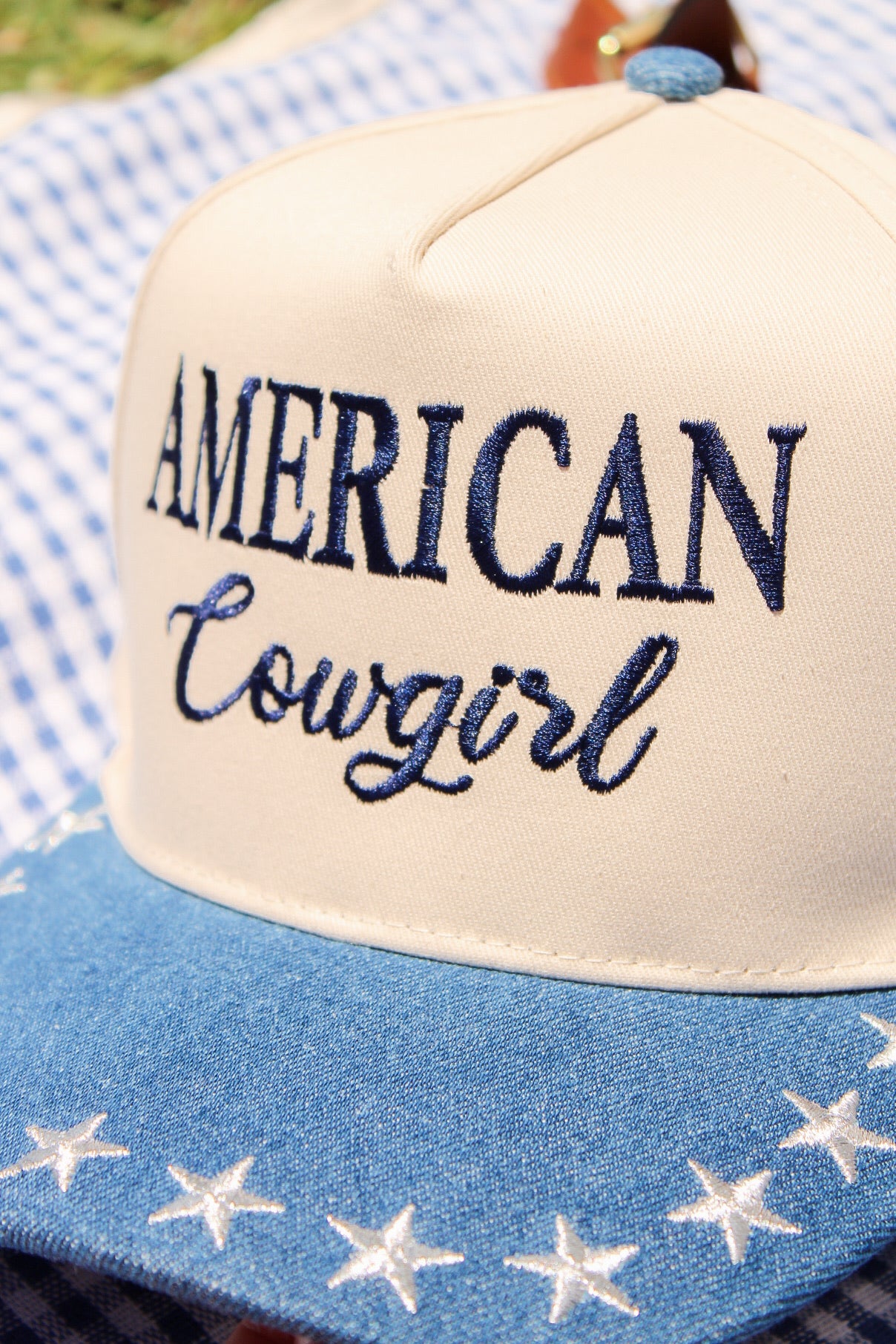 American Cowgirl Embroidered Star Hat - Denim