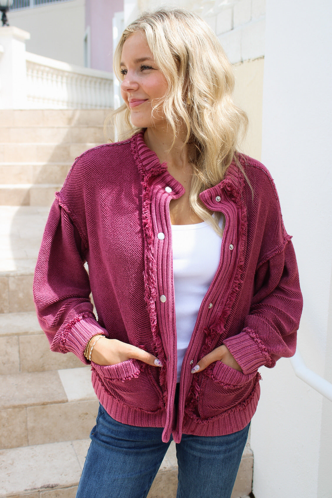 Dear John: Reese Cardigan - Tibetan Red