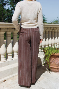 Z Supply:  Alma Pinstripe Wide Leg Pant - Chocolate Cherry