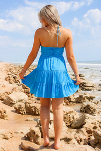 Casual Beach Parties Tiered Mini Dress - Azure