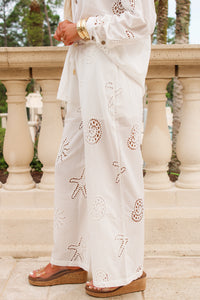 Surf Gypsy: Ocean Eyelet Wide Leg Pants - White