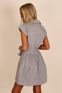 Lyla Striped Mini Dress - Navy