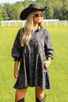 Moving Forward Button Down Denim Dress - Washed Black