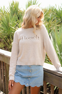 Z Supply: Beach Embroidered Sweater - Natural Heather