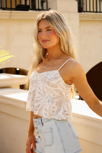 Whisper Palm Spaghetti Strap Top - Seashore