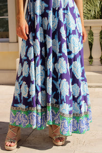 Ocean Air Floral Maxi Dress - Royal Blue