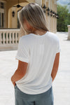 Be Prepared Rolled Sleeve Flowy Top - Off White