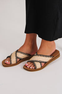 Sandy Raffia Slide Sandal - Natural