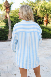Z Supply: The Perfect Linen Stripe Button Up - Skyline