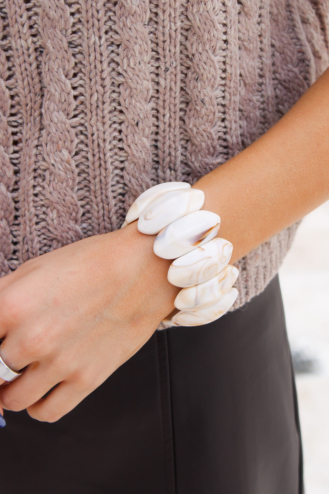 Marble Moment Stretch Bracelet - Ivory