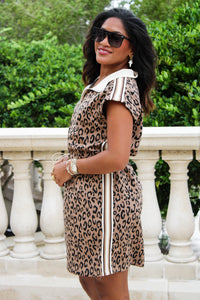 Wild & Fierce Leopard Print Mini Dress - Taupe