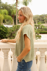 Cozy Dreams Cropped Sleeveless Sweater - Sage
