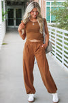 Keepin' It Trendy Mineral Washed  Wrap Top - Walnut