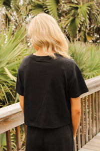 Z Supply: Sway Textured Cropped Tee - Black