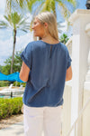 Casual Days Ahead Linen Top - Slate Blue