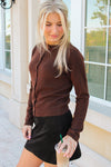 Edgy Warmth Button Down Cardigan -  Brown