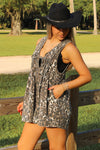 On My Game Pleated Romper - Leopard