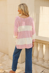 Sadie & Sage: Helen Stripe Sweater - Pink Ivory