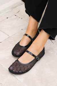 Sheer Obsession Mary Jane Flat - Black