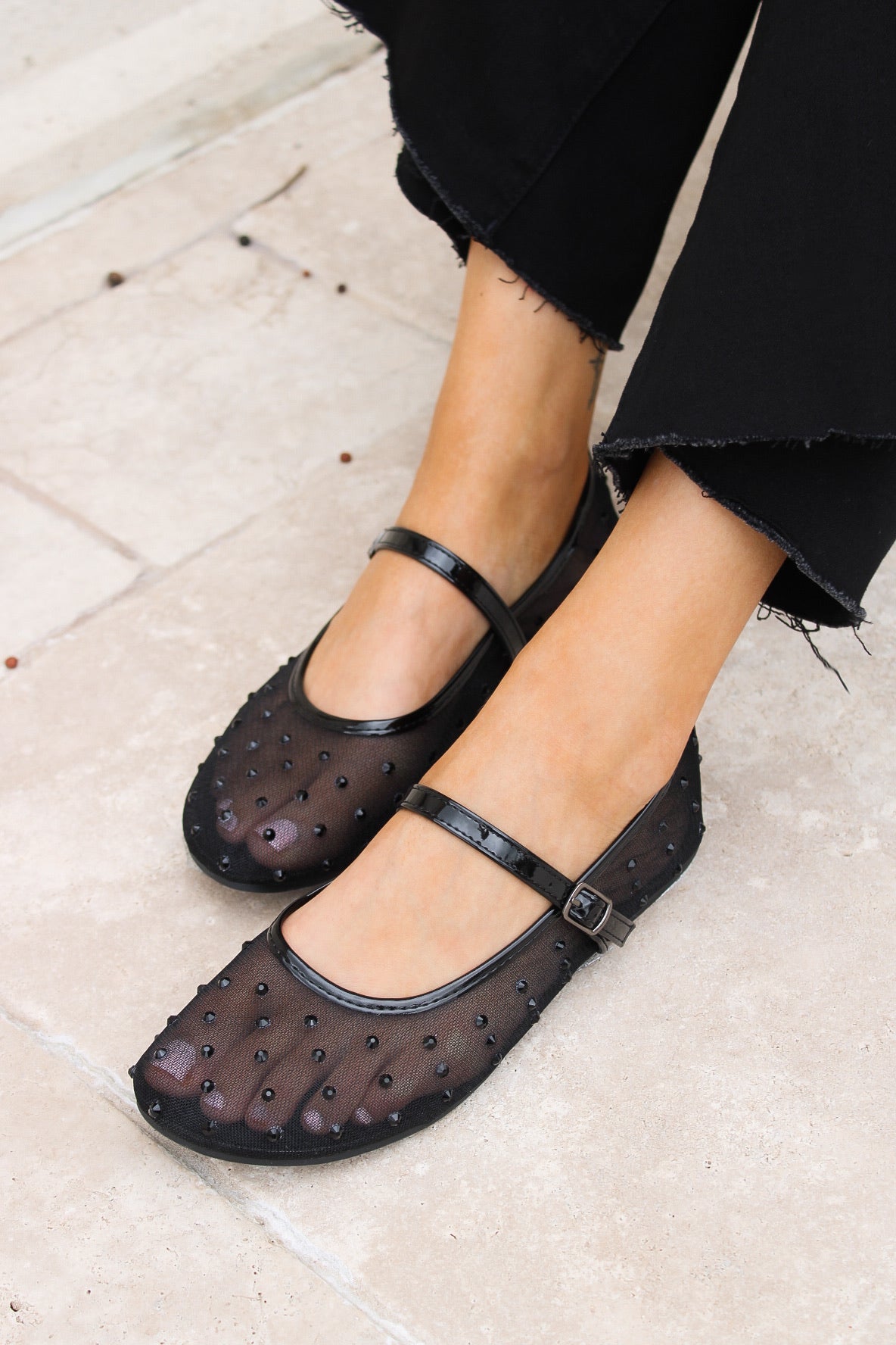 Sheer Obsession Mary Jane Flat - Black