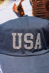 USA  Rhinestone Hat - Navy