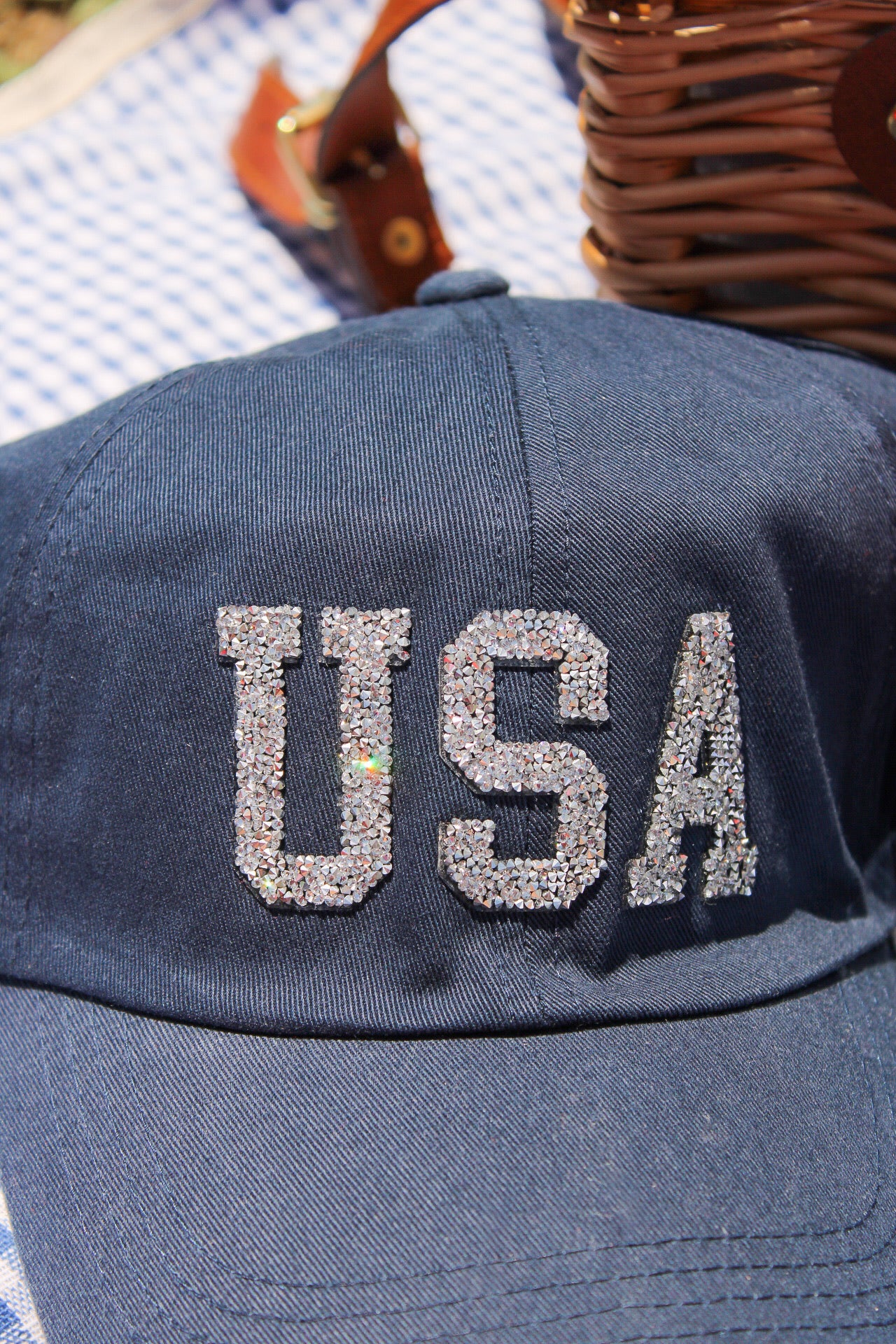 USA  Rhinestone Hat - Navy