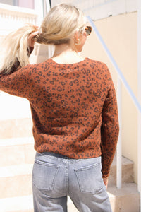 Z Supply: Medina Leopard Cardigan - Burnt Umber