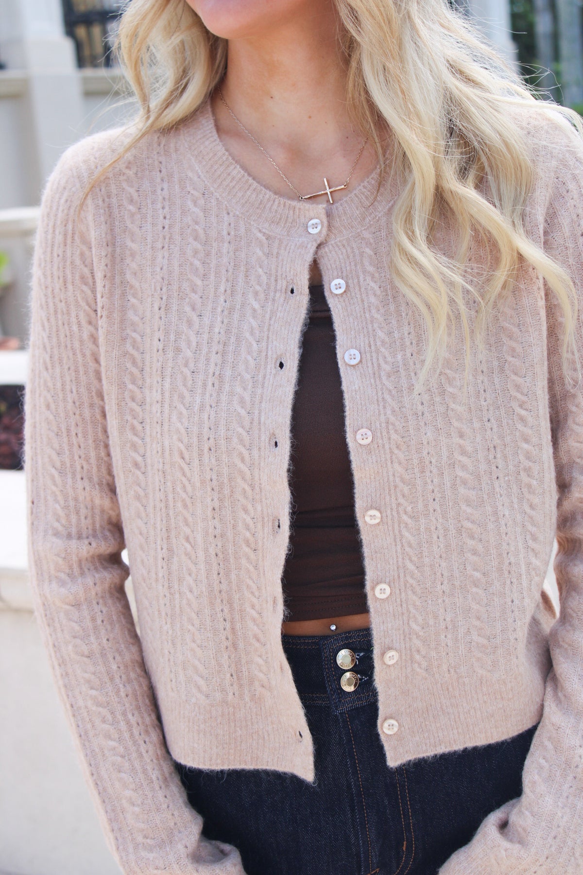 Z Supply: Medina Pointelle Cardigan - Macaroon