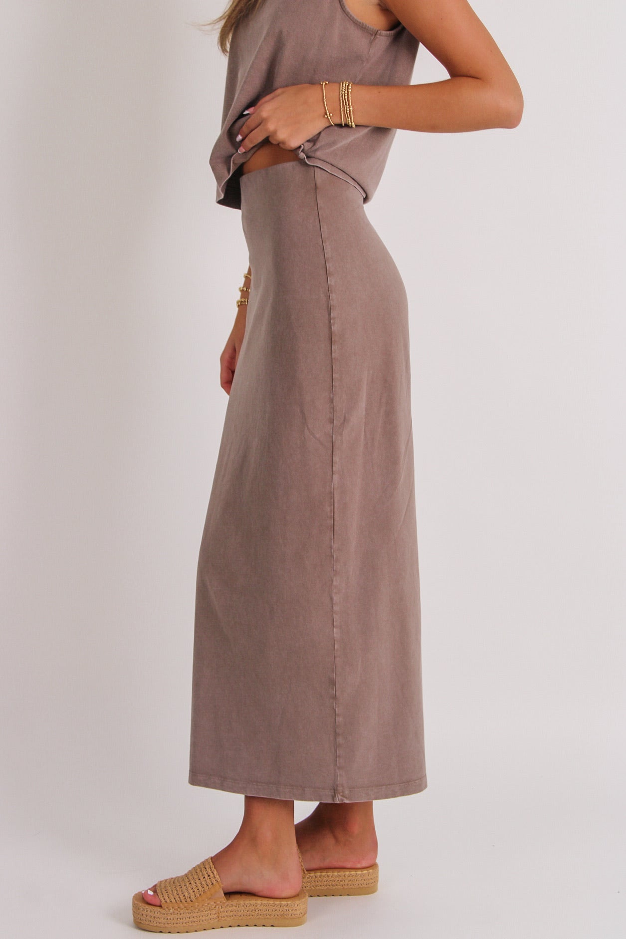Z Supply: Gail Midi Skirt - Perfectly Taupe