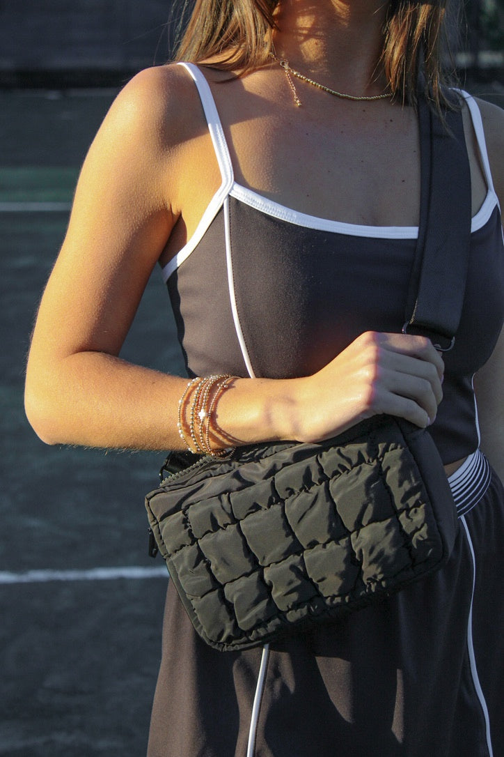 Sol and Selene: Inspiration Quilted Nylon Crossbody - Black