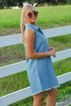 All My Desires Sleeveless Shirt Dress - Washed Denim