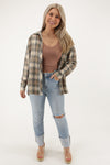 Easy Autumns Days Flannel Top - Olive | Makk Fashions