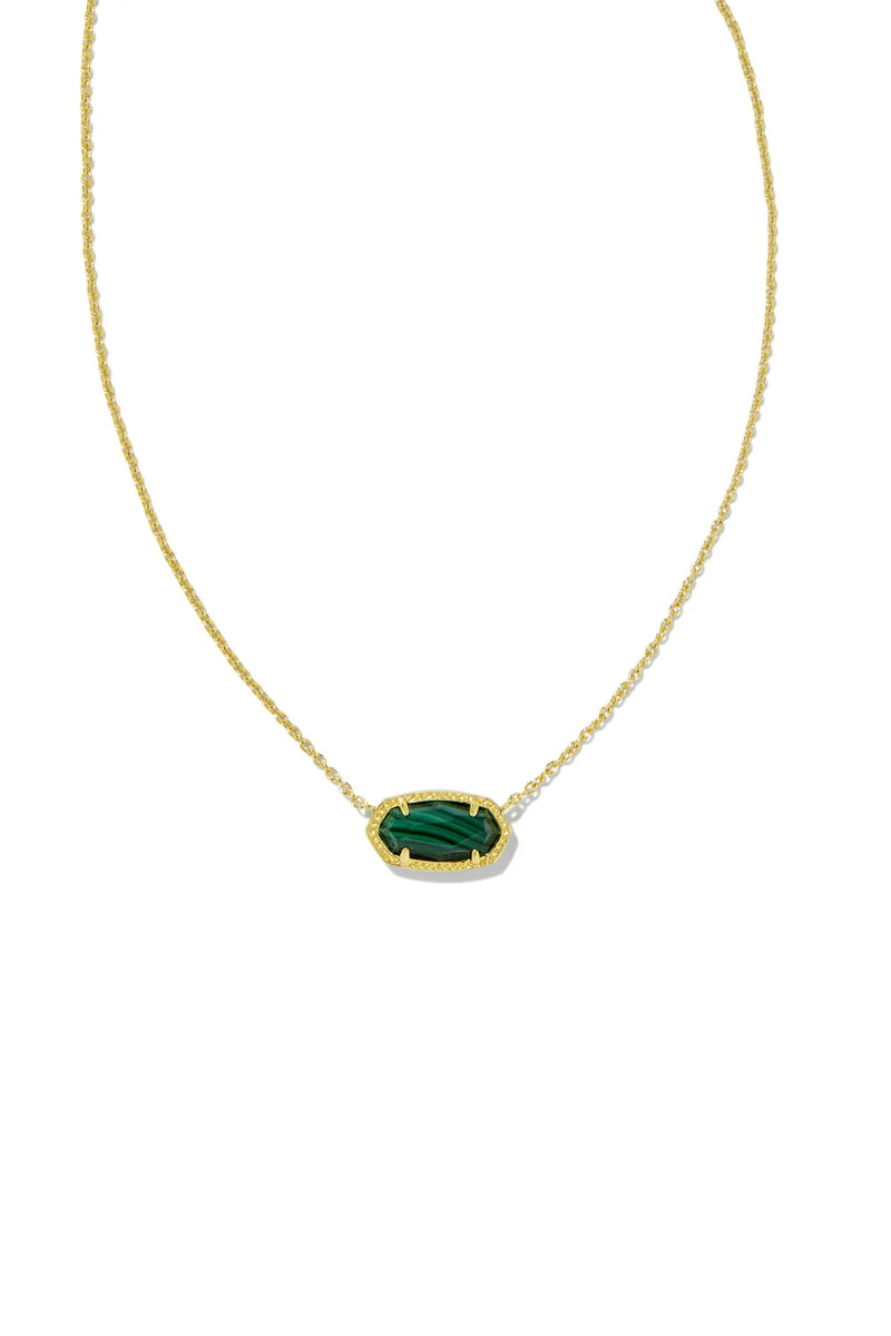 Kendra Scott: Elisa Gold Chain Necklace - Green Malachite | Makk Fashions