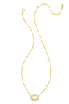 Kendra Scott: Elisa Gold Crystal Frame Short Pendant Necklace - Ivory Mother of Pearl | Makk Fashions