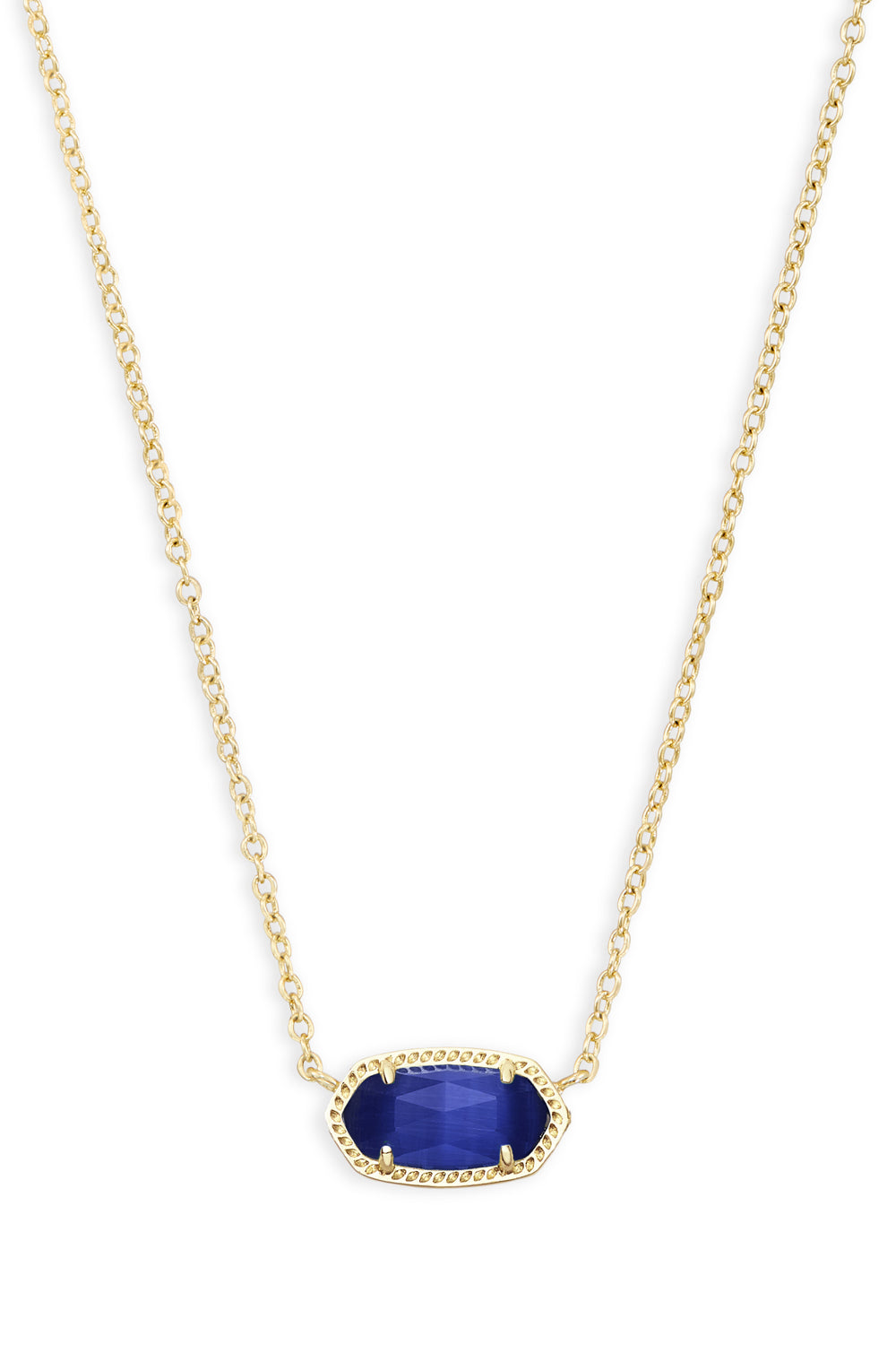 Kendra Scott: Elisa Gold Short Pendant Necklace - Cobalt Cats Eye | Makk Fashions