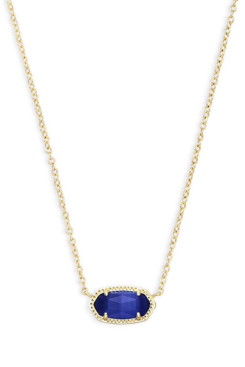 Kendra Scott: Elisa Gold Short Pendant Necklace - Cobalt Cats Eye | Makk Fashions