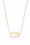 Kendra Scott: Elisa Gold Short Pendant Necklace - White Opal | Makk Fashions