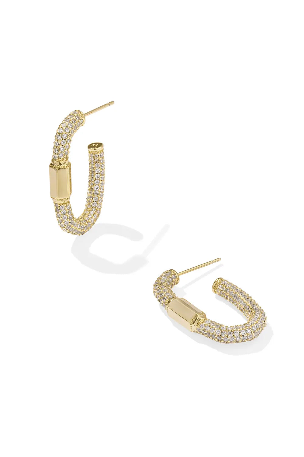 Kendra Scott: Emery Gold Hoop Earrings - White Crystal | Makk Fashions