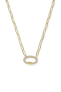 Kendra Scott: Emery Gold Link and Chain Necklace - White Crystal | Makk Fashions